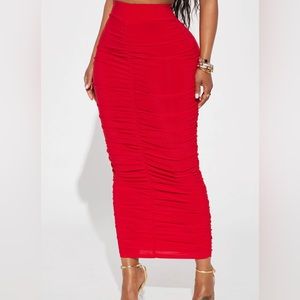 Red maxi skirt